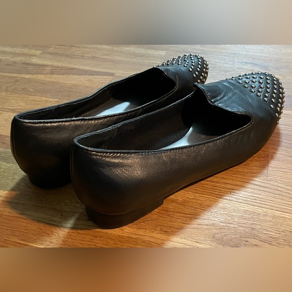 MARC FISCHER Black Leather, Silver Stud Flats (7M) - Picture 3 of 5